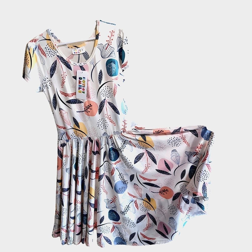 Dot Dot Smile NWT's 'Dots & Orchids' Cap Dress Girls Size 11.